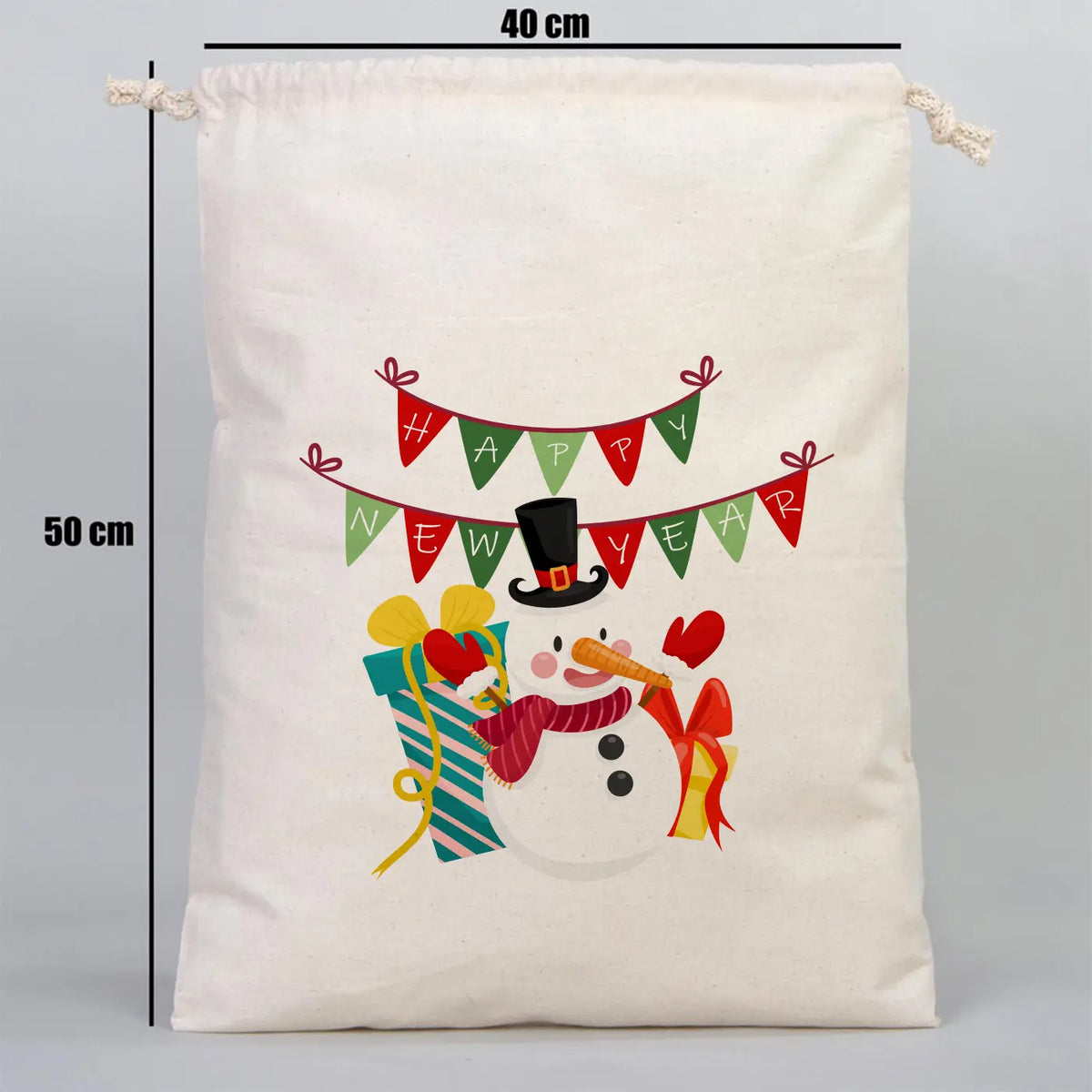 Yılbaşı Özel Bez Kese 40 x 50 cm (Özelleştirebilir) - yakın çekim