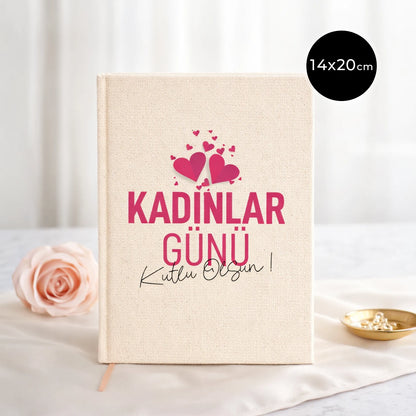Kanvas Defter 14x20 cm - Kadınlar Günü Temalı