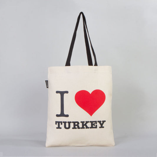 Bammerz Gabardin Siyah Kulp 35X40 cm I Love Turkey Çanta