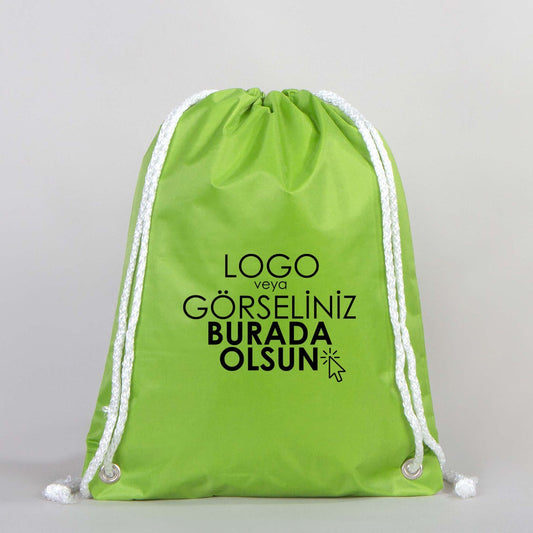 İmperteks 30x40 Yeşil Kuş Gözlü Büzgülü Sırt Çantası (Özelleştirilebilir)