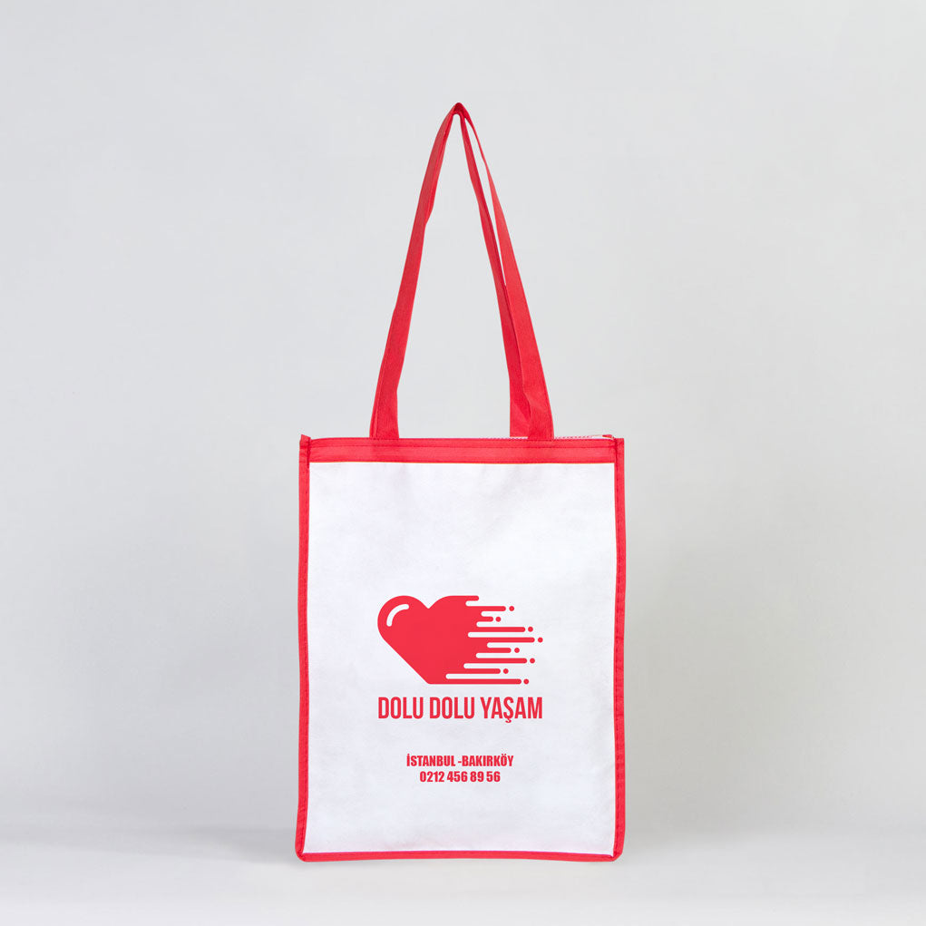 Tela Çanta  - Kırmızı Biyeli Promosyon Çanta