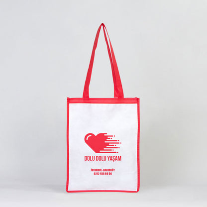 Tela Çanta  - Kırmızı Biyeli Promosyon Çanta