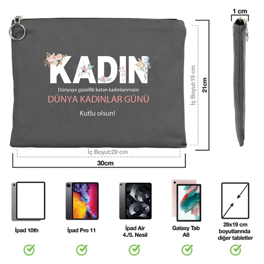 30×21 cm Antrasit Portföy Çanta Astarlı - Kadınlar Günü Hediyesi