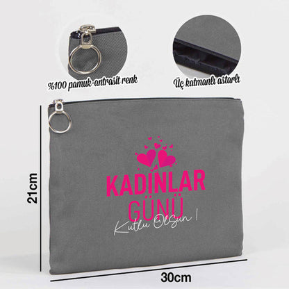 30×21 cm Antrasit Portföy Çanta Astarlı - Kadınlar Günü Hediyesi