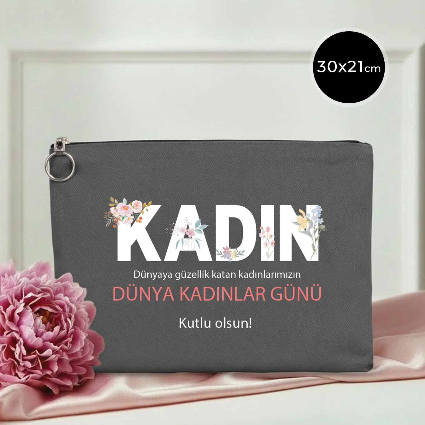 30×21 cm Antrasit Portföy Çanta Astarlı - Kadınlar Günü Hediyesi