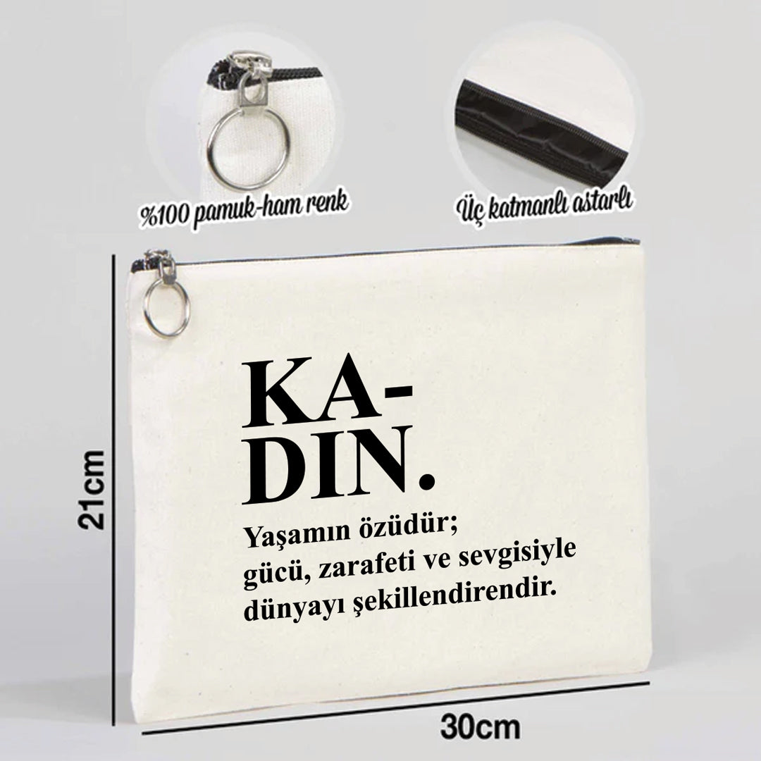 30×21 cm Portföy Çanta Astarlı, Özelleştirilebilir – Kadınlar Günü Hediyesi