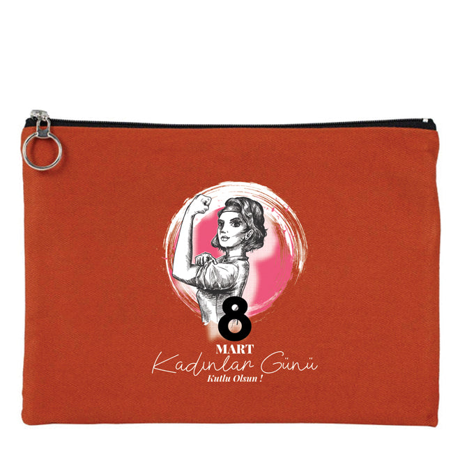 30×21 cm Kiremit Portföy Çanta Astarlı – Kadınlar Günü Hediyesi