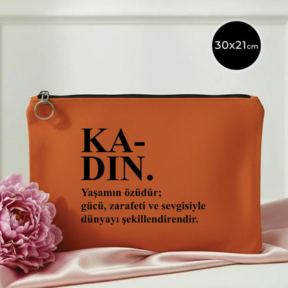 30×21 cm Kiremit Portföy Çanta Astarlı – Kadınlar Günü Hediyesi