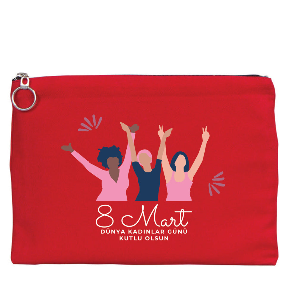 30×21 cm Kırmızı Portföy Çanta Astarlı – Kadınlar Günü Hediyesi