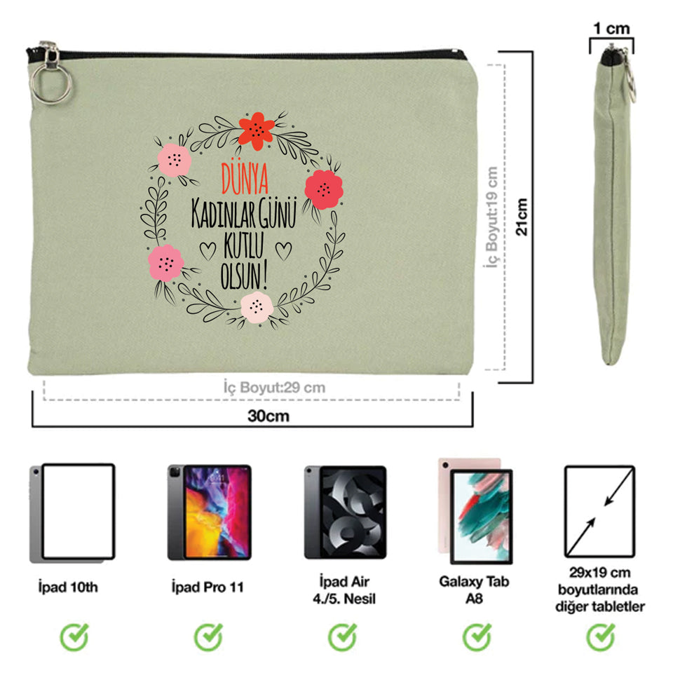 30×21 cm Mint Yeşili Portföy Çanta Astarlı – Kadınlar Günü Hediyesi