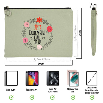 30×21 cm Mint Yeşili Portföy Çanta Astarlı – Kadınlar Günü Hediyesi