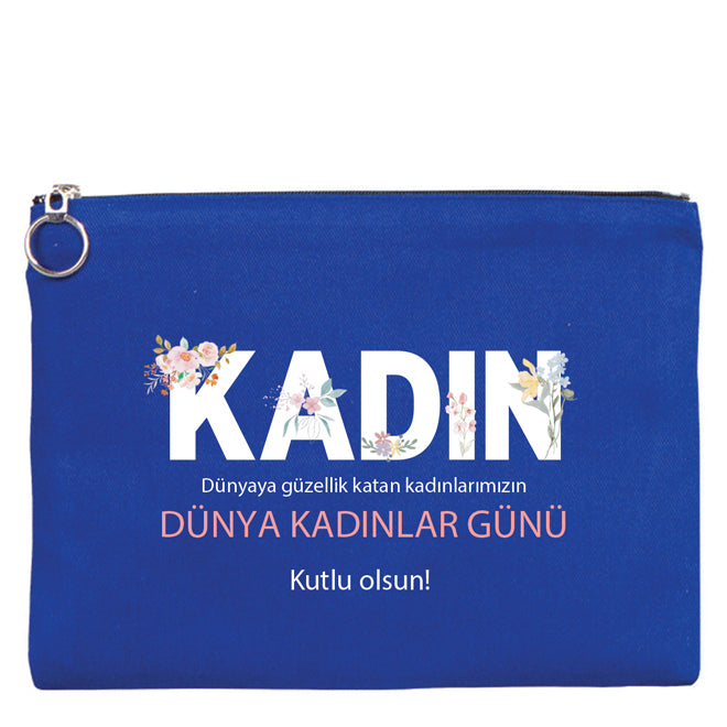 30×21 cm Mavi Portföy Çanta Astarlı – Kadınlar Günü Hediyesi