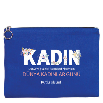 30×21 cm Mavi Portföy Çanta Astarlı – Kadınlar Günü Hediyesi