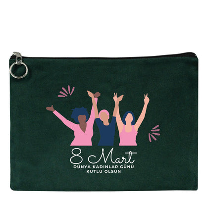 30×21 cm Çam Yeşili Astarlı Portföy Çanta – Kadınlar Günü Hediyesi