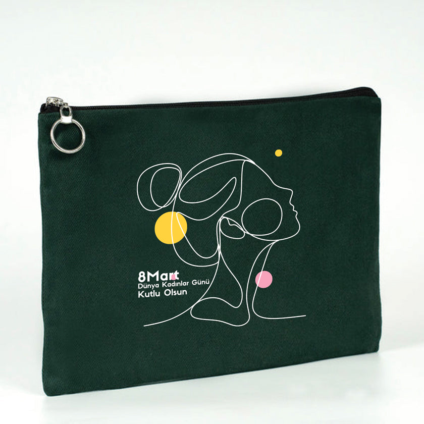 30×21 cm Çam Yeşili Astarlı Portföy Çanta – Kadınlar Günü Hediyesi