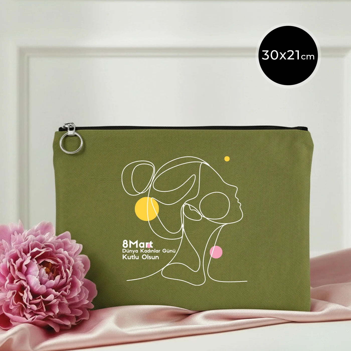 30×21 cm Yeşil Astarlı Portföy Çanta – Kadınlar Günü Hediyesi