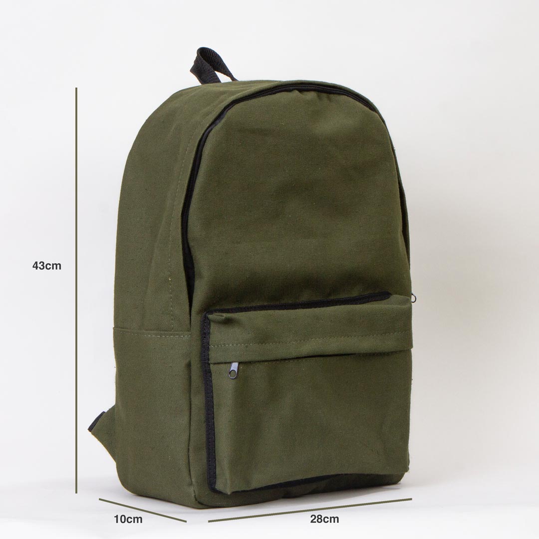 Kanvas Sırt Çantası Yeşil - 28x43x10 cm 
