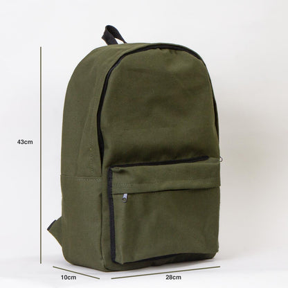 Kanvas Sırt Çantası Yeşil - 28x43x10 cm 