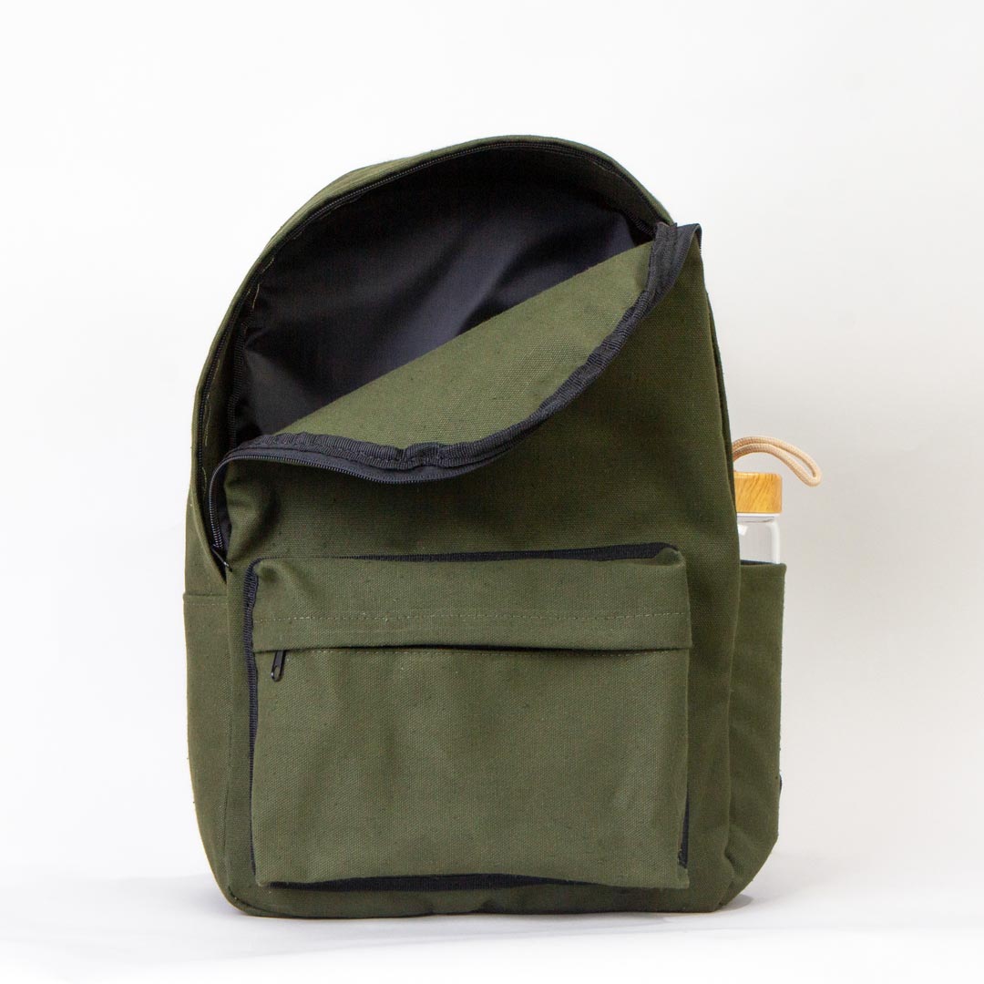 Kanvas Sırt Çantası Yeşil - 28x43x10 cm 