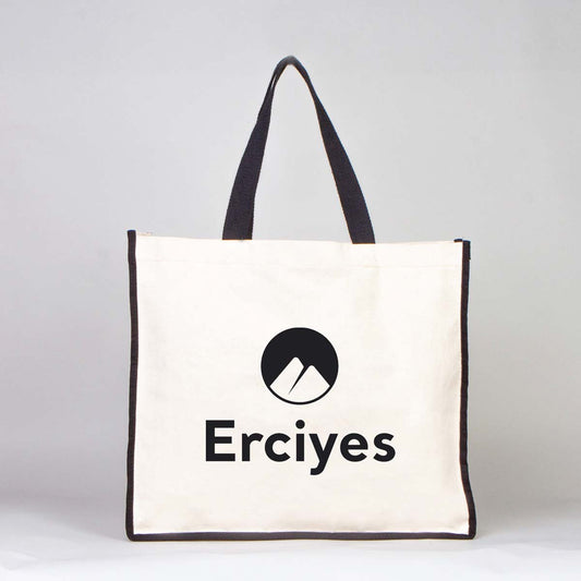 Kanvas Siyah Biyeli Alışveriş Çantası