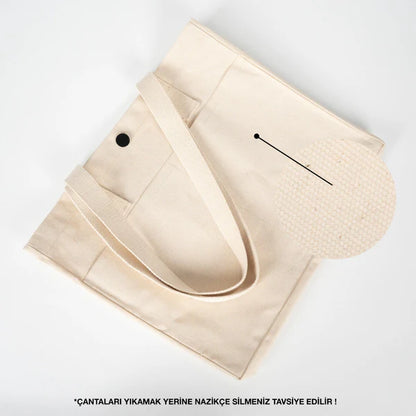 40x35x10 cm LUX Kanvas Çanta ÇITÇITLI, ÖN CEPLİ - Kadınlar Günü Hediyesi