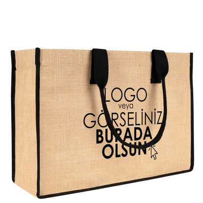 Large Jüt Çanta – Tam Körüklü, Geniş ve Dayanıklı 45x31x15 cm (Özelleştirilebilir)