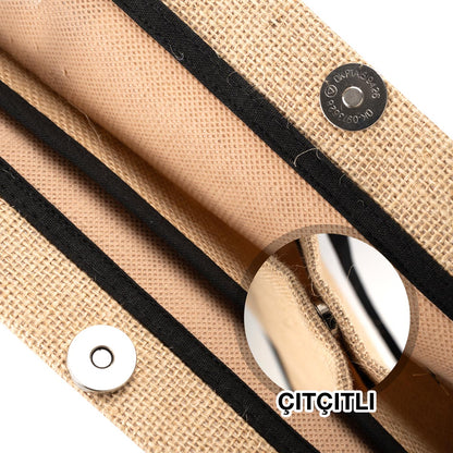 Tam Körüklü Large Jüt Çanta 35x40x12 cm (Özelleştirilebilir)