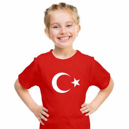 Ay Yıldız Baskılı Promosyon Çocuk Tişört - Kırmızı