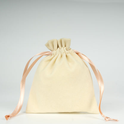 Kadife Gül Kese 10x13 cm - Pudra Renk İp