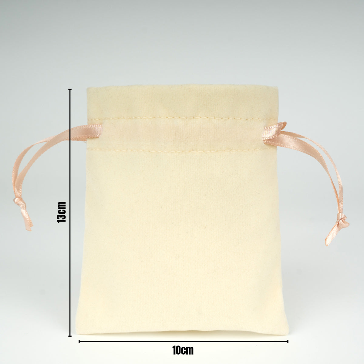 Kadife Gül Kese 10x13 cm - Pudra Renk İp