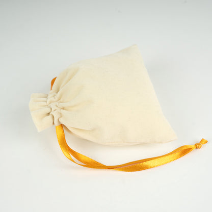 Kadife Gül Kese 10x13 cm - Turuncu Renk İp (Özelleştirilebilir)