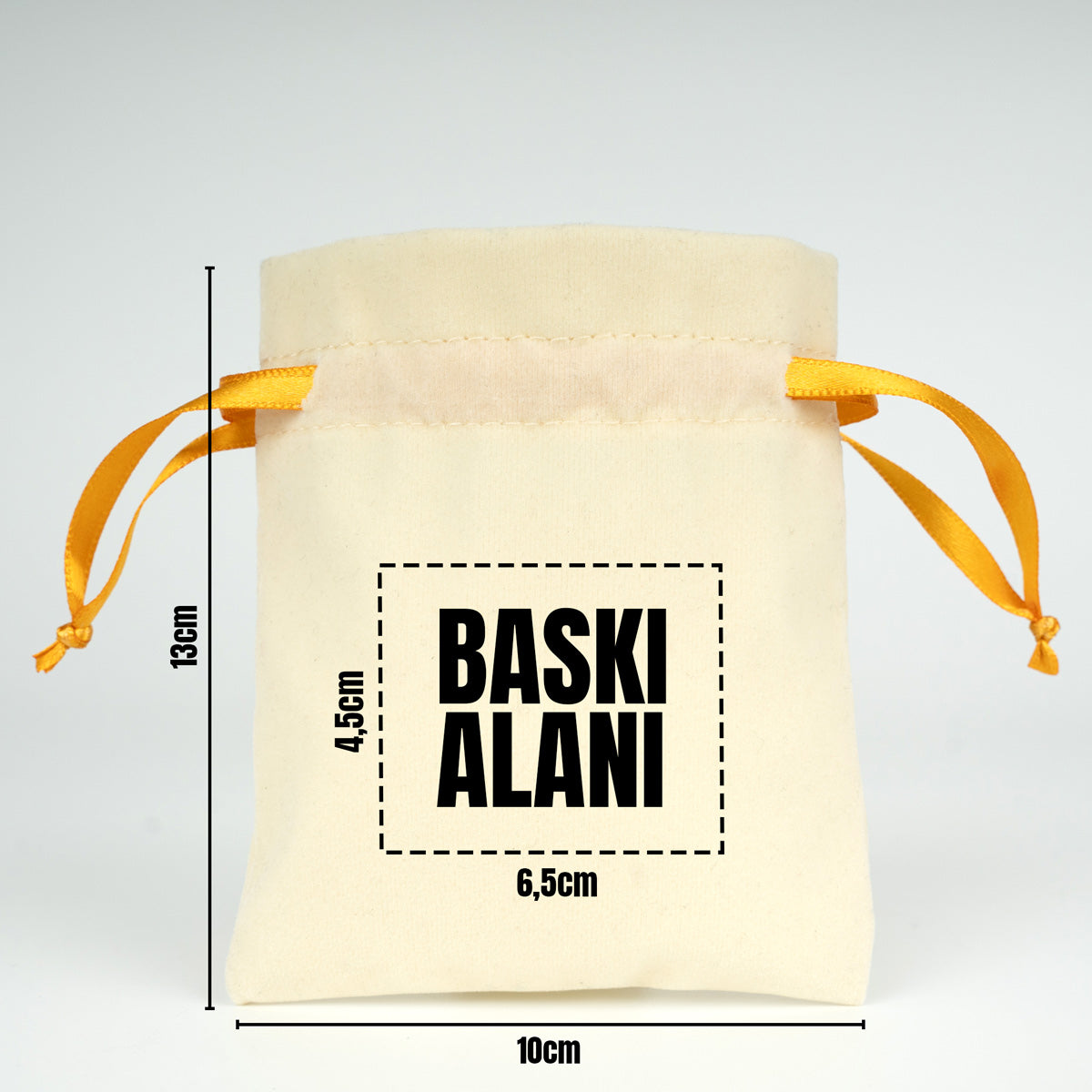 Kadife Gül Kese 10x13 cm - Turuncu Renk İp (Özelleştirilebilir)