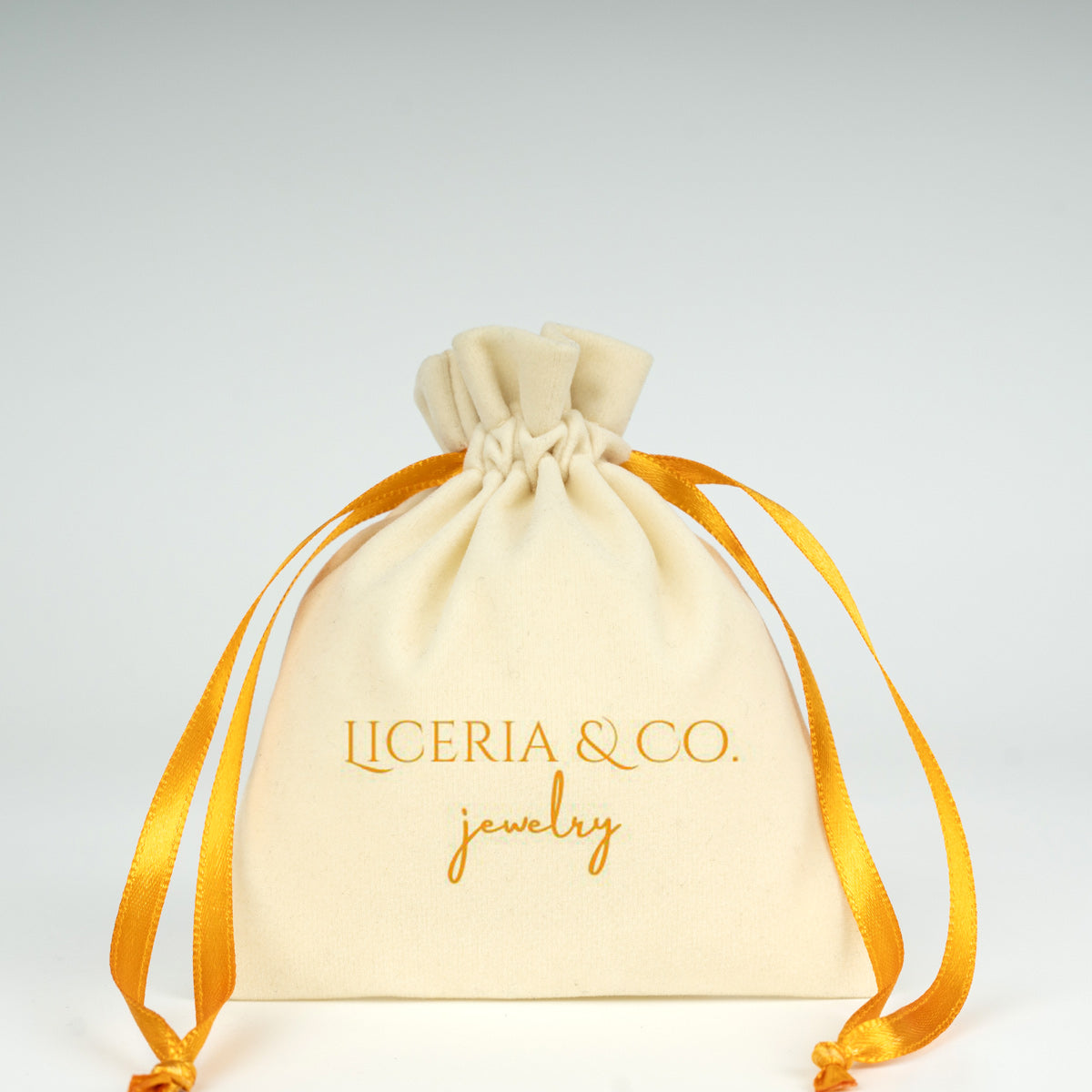 Kadife Gül Kese 10x13 cm - Turuncu Renk İp (Özelleştirilebilir)