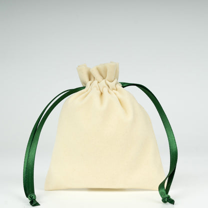 Kadife Gül Kese 10x13 cm - Yeşil Renk İp