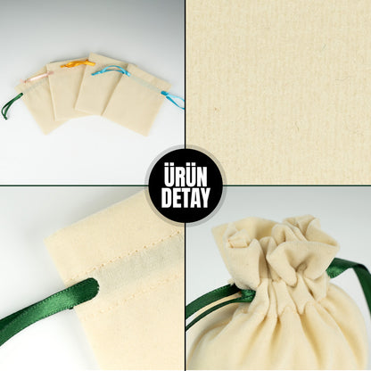 Kadife Gül Kese 10x13 cm - Yeşil Renk İp