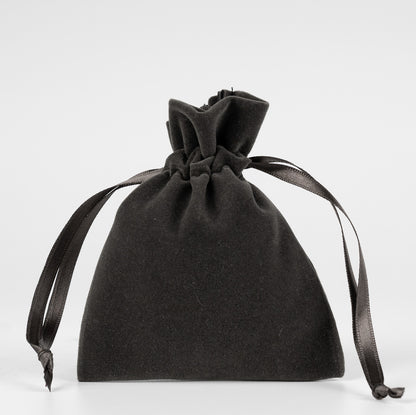 Kadife Gül Kese 10x13 cm - Antrasit