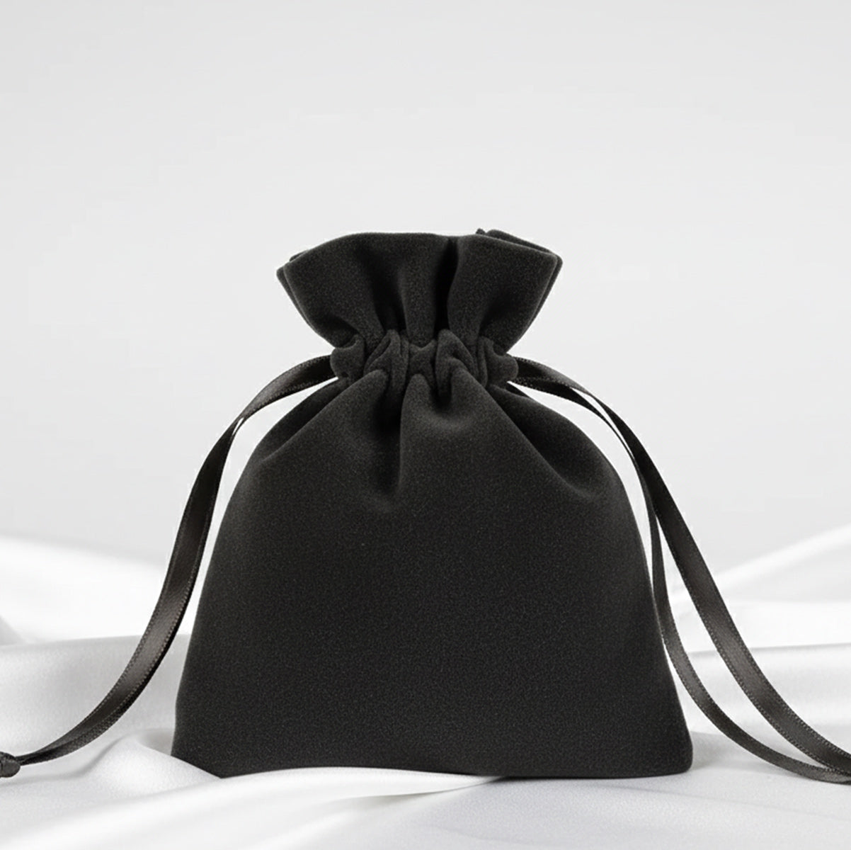 Kadife Gül Kese 10x13 cm - Antrasit