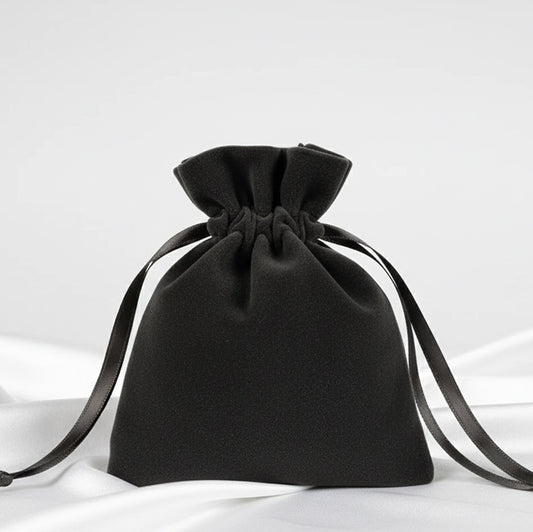 Kadife Gül Kese 10x13 cm - Antrasit