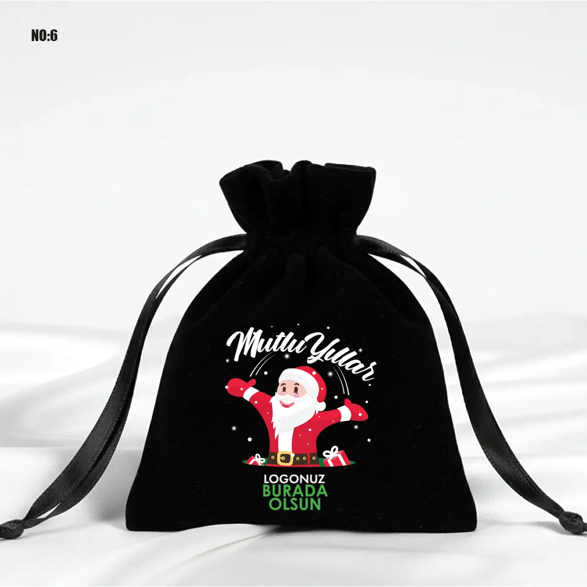 Yılbaşı Temalı Kadife Gül Kese 10x13 cm