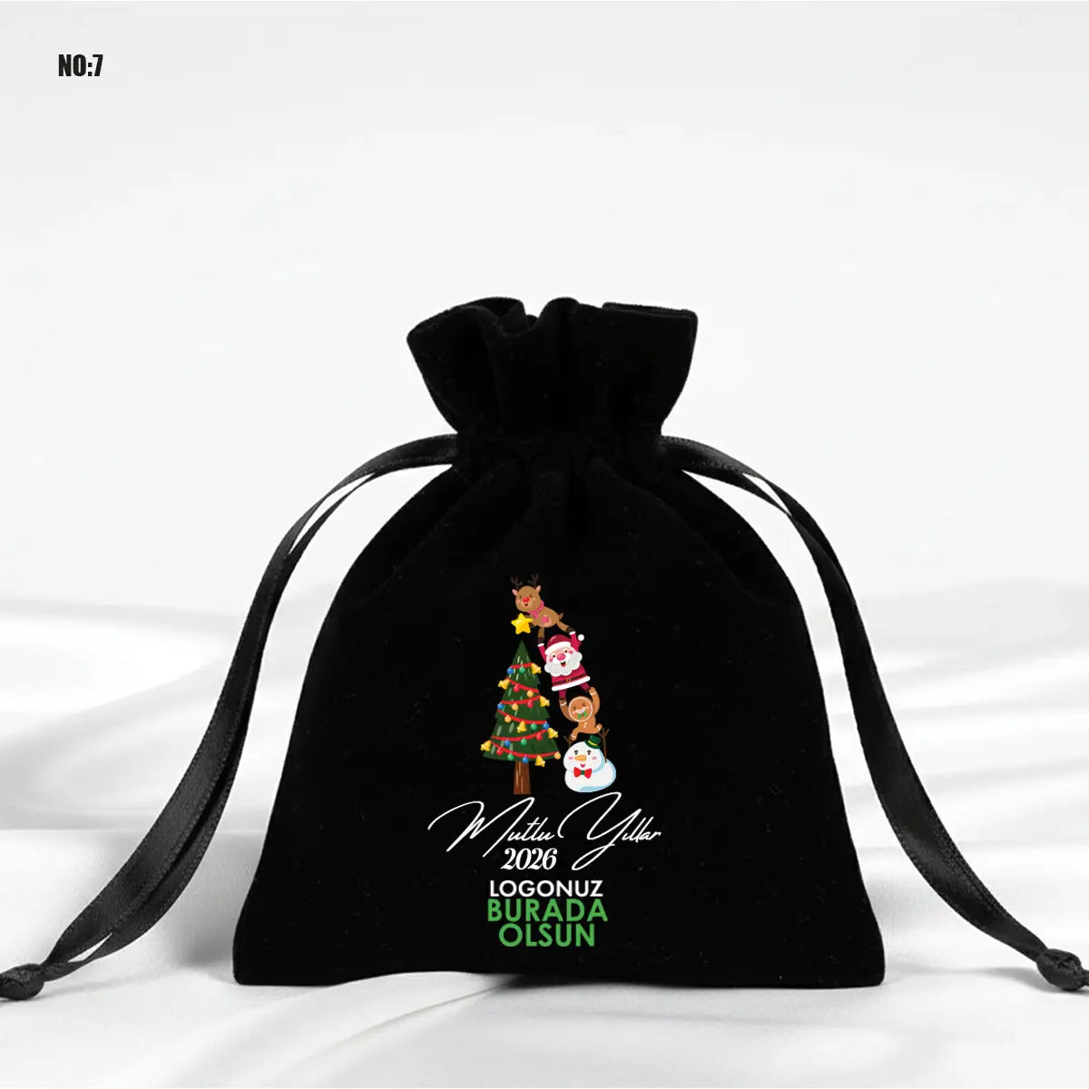 Yılbaşı Temalı Kadife Gül Kese 10x13 cm