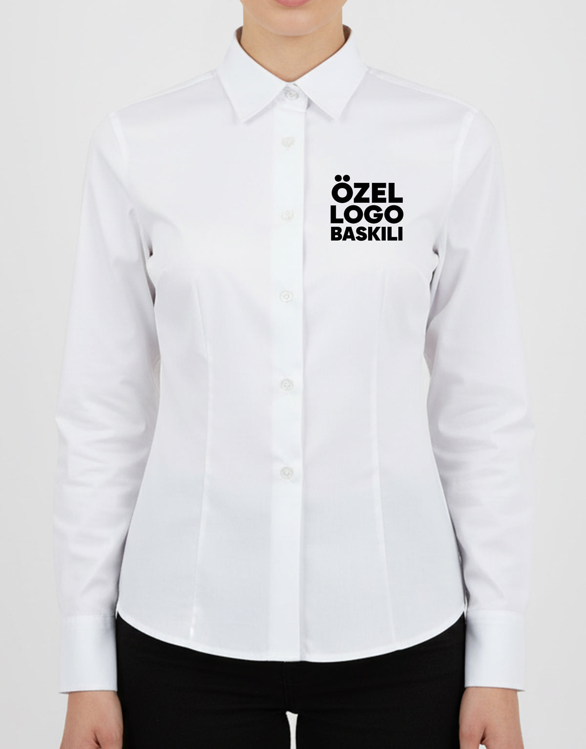Kadın Beyaz Gömlek – Baskısız, Toptan Satış (Özelleştirilebilir)