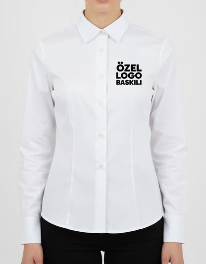 Kadın Beyaz Gömlek – Baskısız, Toptan Satış (Özelleştirilebilir)