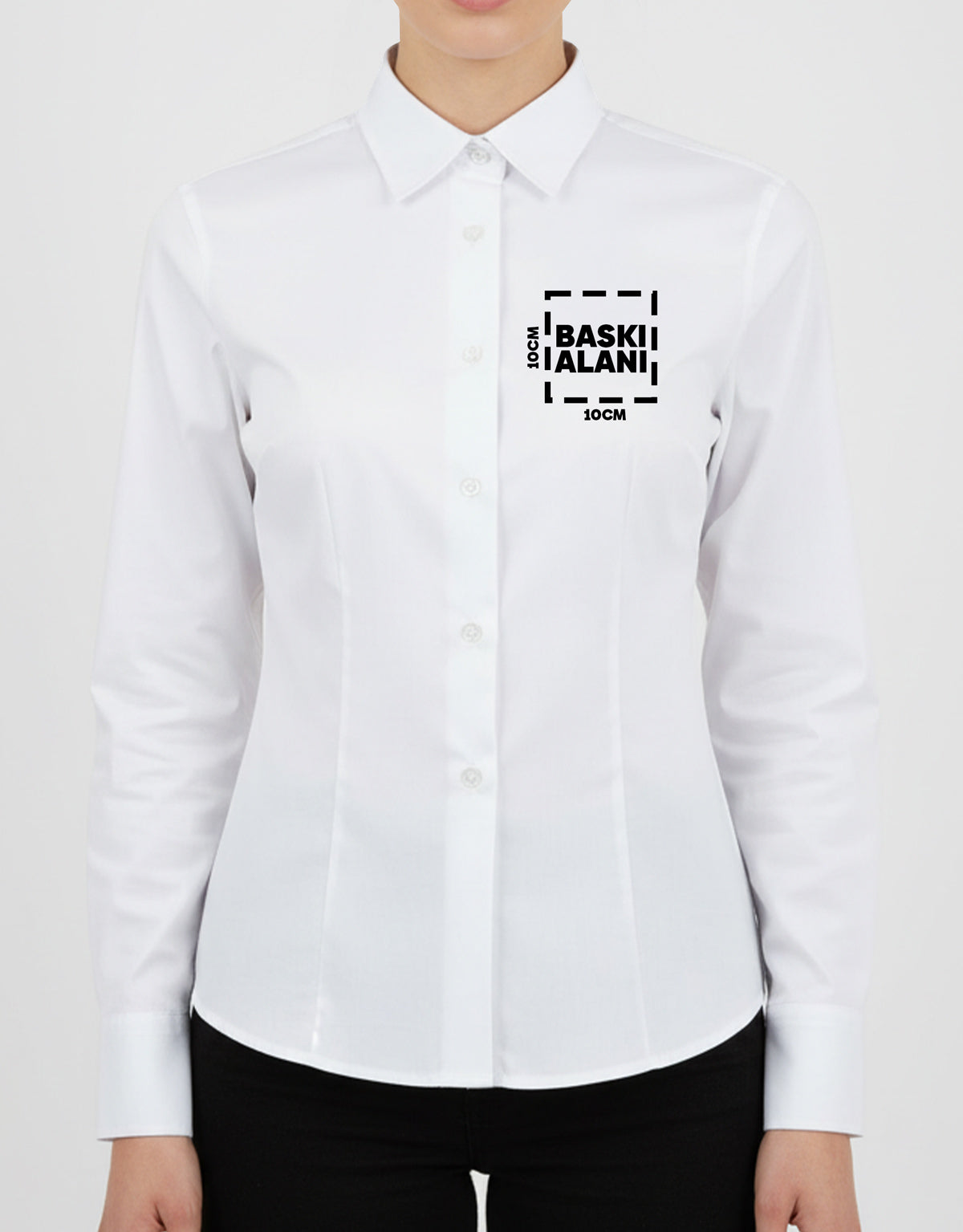 Kadın Beyaz Gömlek – Baskısız, Toptan Satış (Özelleştirilebilir)