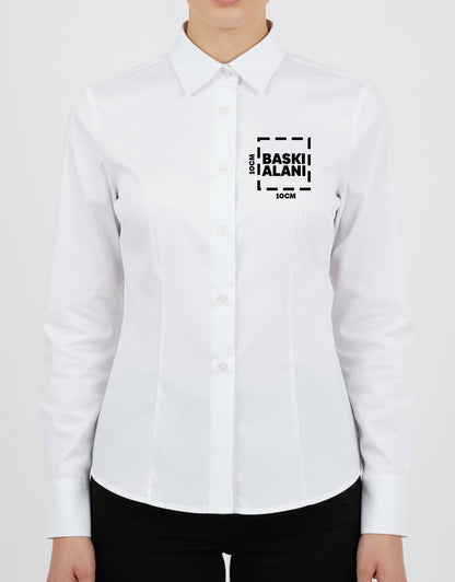 Kadın Beyaz Gömlek – Baskısız, Toptan Satış (Özelleştirilebilir)