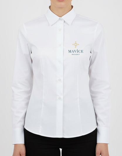 Kadın Beyaz Gömlek – Baskısız, Toptan Satış (Özelleştirilebilir)