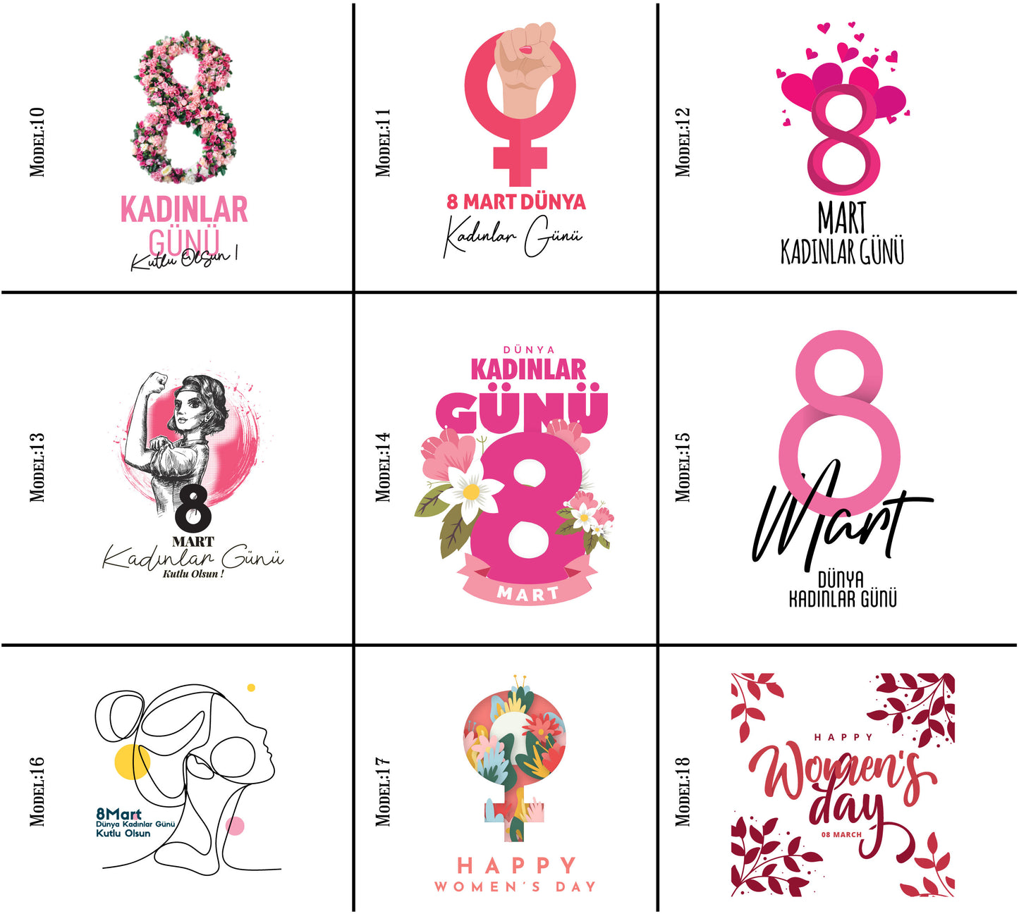 15x20 cm Renkli İp Kırmızı Bez Kese – Kadınlar Günü Kesesi