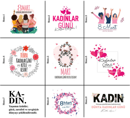 40x35 cm Gabardin Siyah Kulp Çanta - Kadınlar Günü