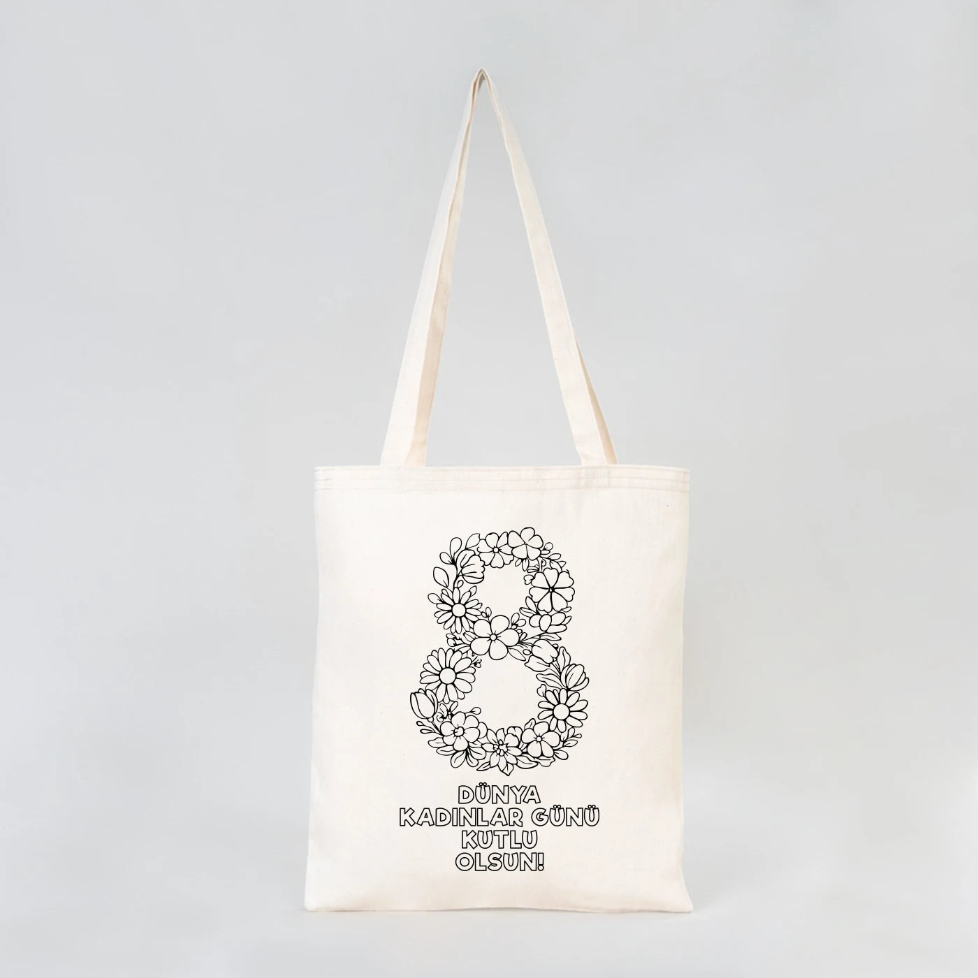 Boyanabilir 35x40 cm Gabardin Bez Çanta - Kadınlar Günü Hediyesi