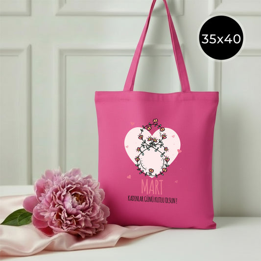 35x40 cm Fuşya Renk Gabardin Bez Model - Kadınlar Günü