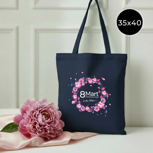 35x40 cm Lacivert Renk Gabardin Bez Model - Kadınlar Günü